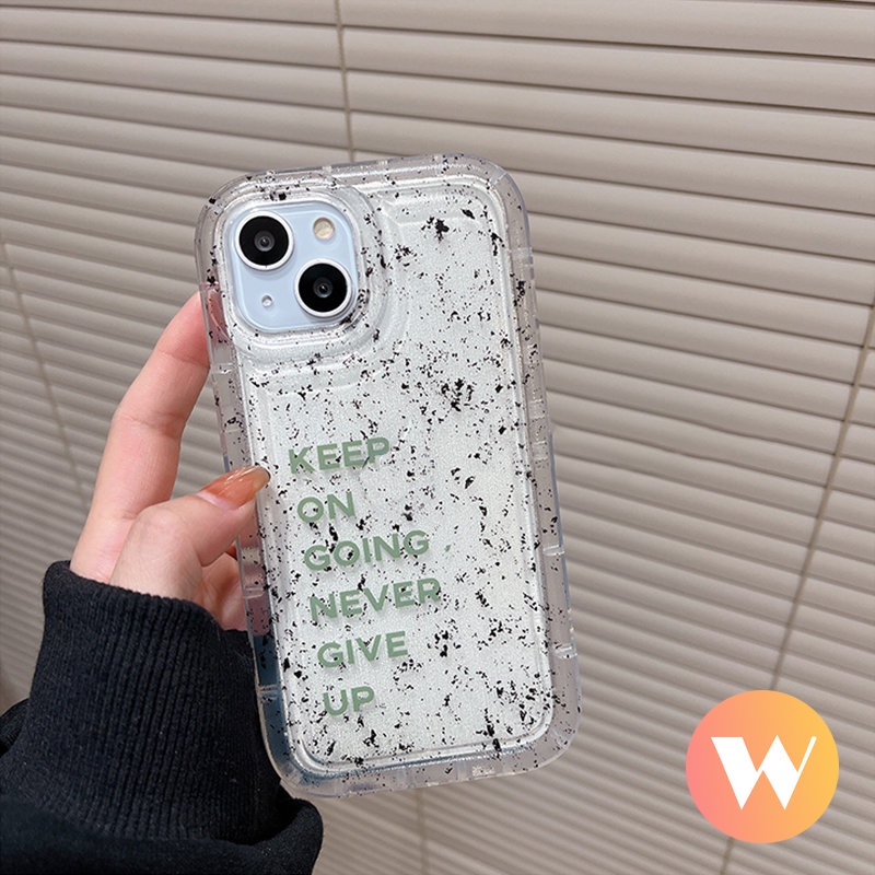 IPHONE Art Speckle Ink Pattern Clear Case Kompatibel Untuk Iphone11 7Plus XR X XS Max7 8 6s 6plus11 13 12 14 Pro Max Transparan Huruf Sederhana Lembut Shockproof Airbag Cover