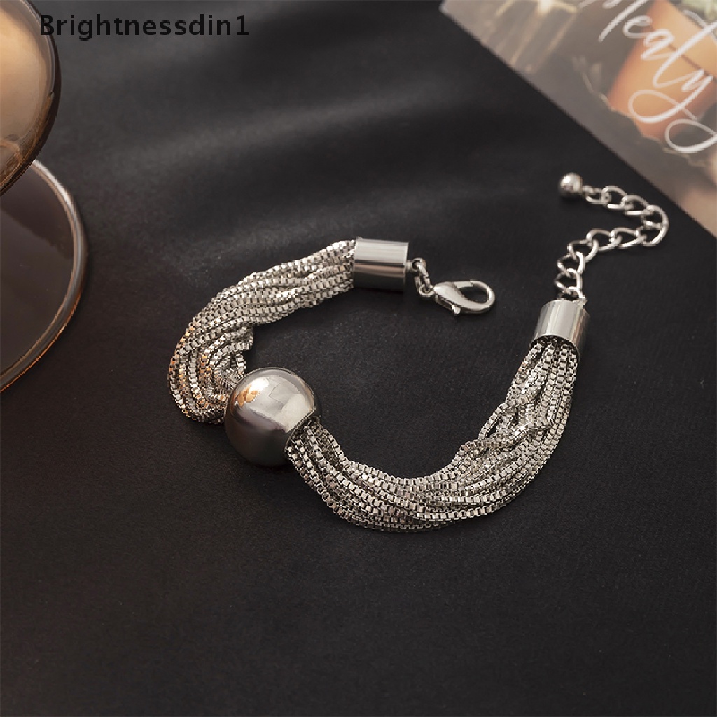 [Brightnessdin1] Gothic Memutar Chunky Rantai Kalung Gelang Trendi Geometris Bola Besar Liontin Choker Klavikula Link Berlapis Klavikula Rantai Kalung Untuk Wanita Perhiasan Butik
