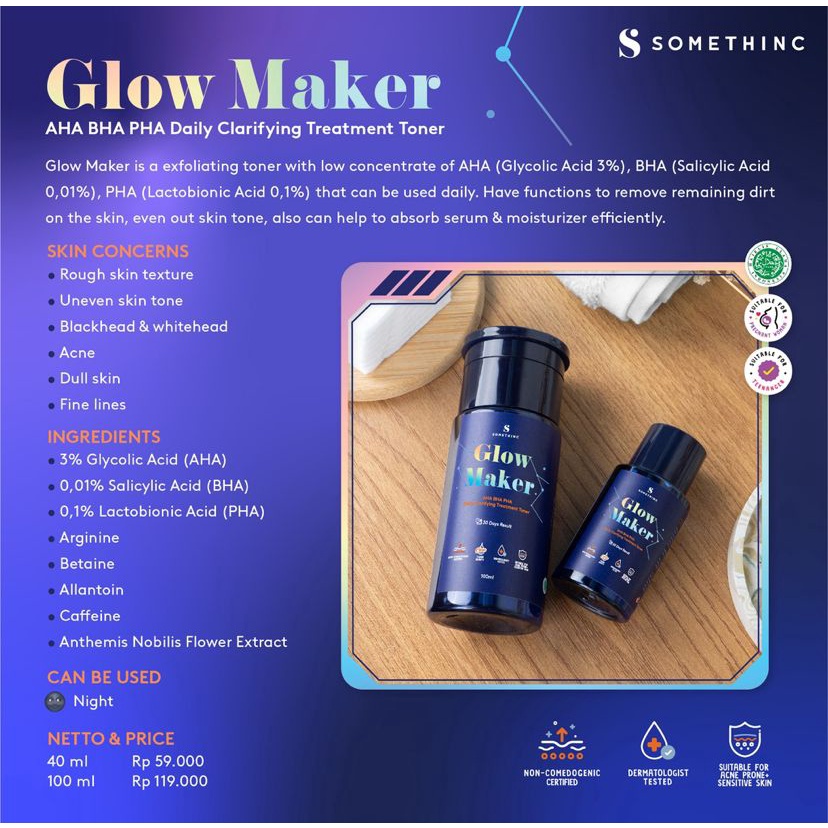 SOMETHINC GLOW MAKER AHA BHA PHA TONER 40ML