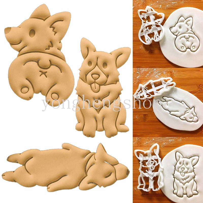 Cetakan Pemotong Kue / Biskuit Bentuk Kartun Anjing Corgi Lucu DIY