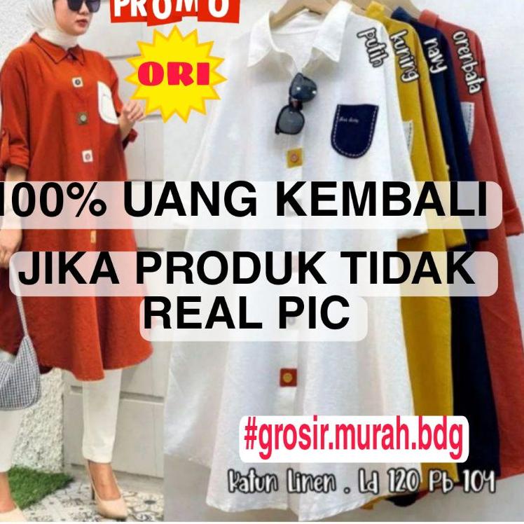 Ready TUNIK KATUN N LD 120 CM | TUNIK JUMBO FIT XXL | TUNIK FULL KANCING | TUNIK TERBARU | ATASAN WA