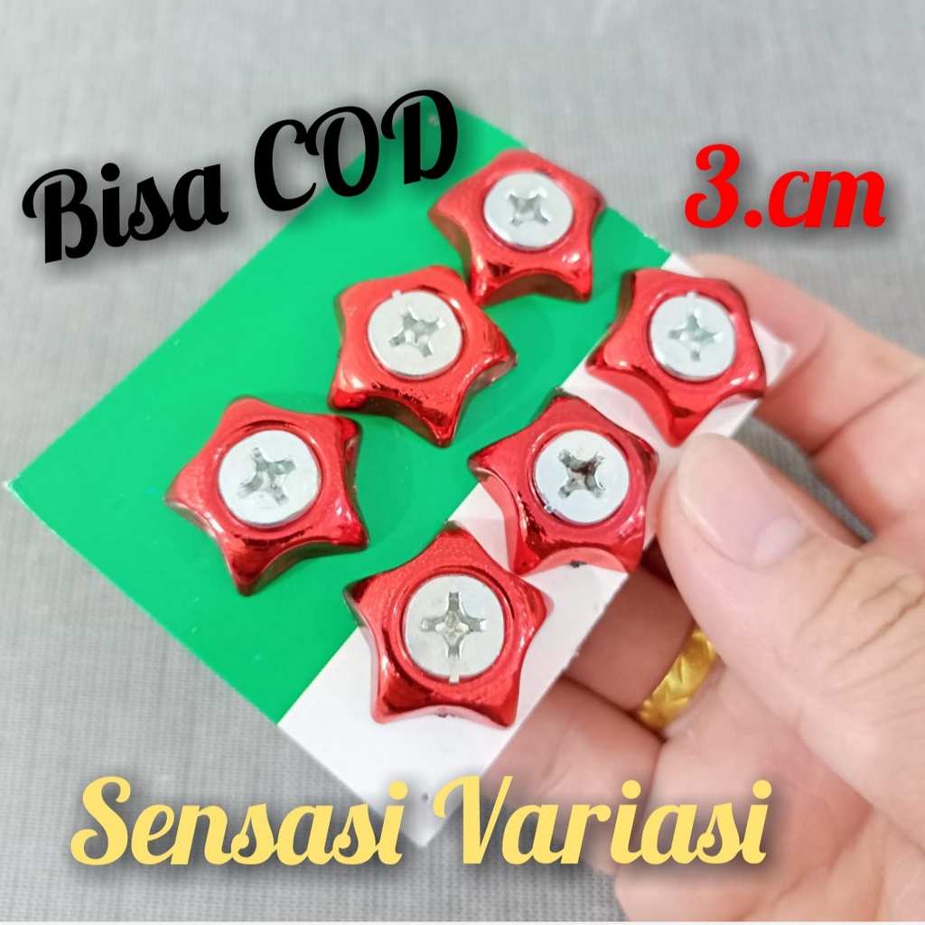 Baut posh / Baut monel L /Baut bintang merah Baut plat nomor Baut L baut tutup knalpot 6 pcs. ukuran