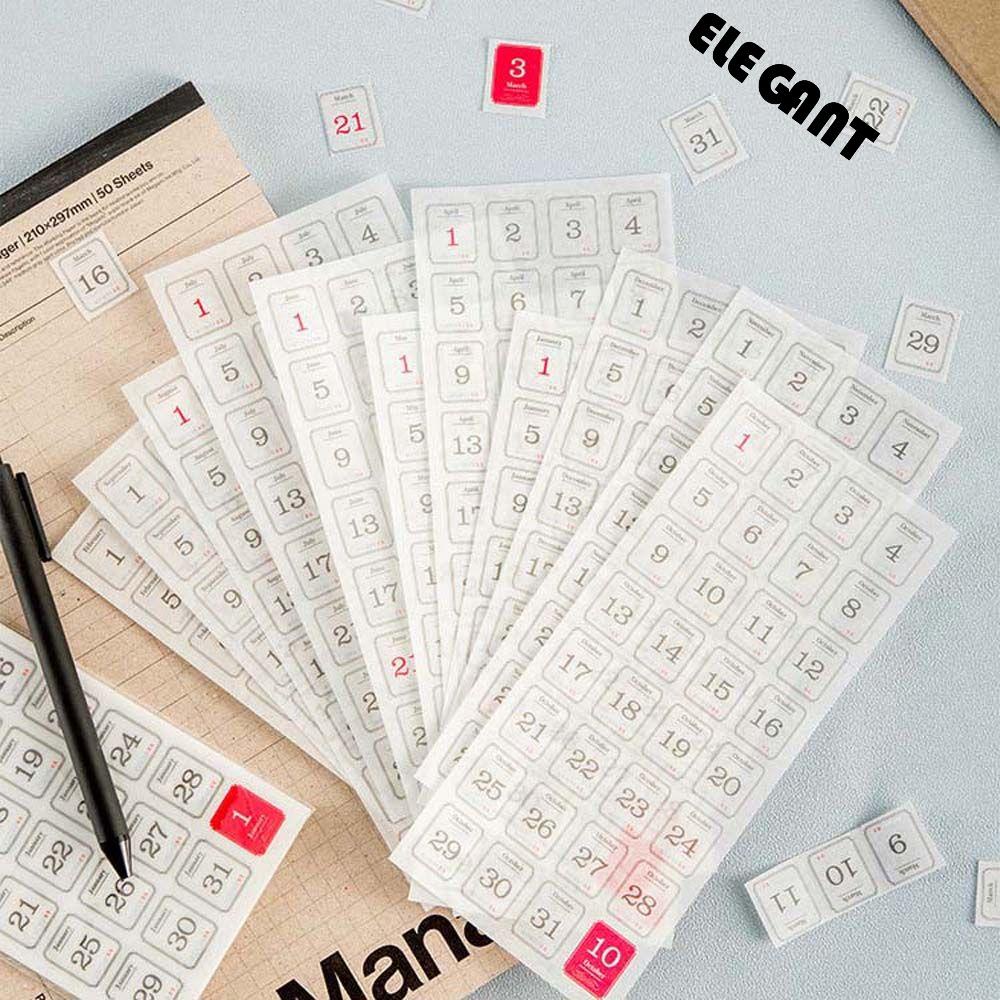 [Elegan] Kalender Stiker Diary 365pcs Decal Scrapbooking Untuk Planner Agenda Alat Tulis Stiker Tab Bulanan