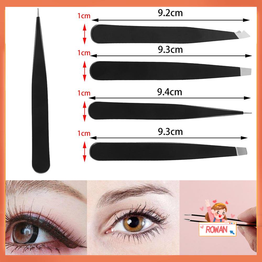 R-flower 4pcs/Set Penjepit Alis Kecantikan Stainless Steel Alat Makeup Klip Bulu Mata Palsu