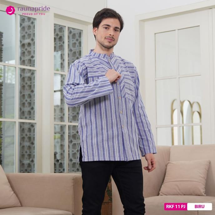Rauna - Baju Muslim - Sarimbit - Koko Dewasa Panjang 11 Biru
