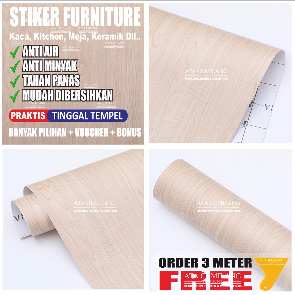 Stiker Lemari Furniture Wallpaper Kayu Untuk Meja Pintu Dinding Dan Lantai/Stiker Meja/Wallpaper Mej