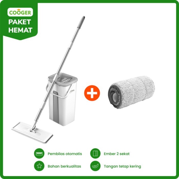 Jual [PAKET HEMAT] COOGER Alat Pel Dengan Ember  Kain Refill Microfiber Berkualitas