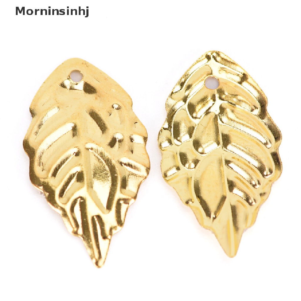 Mornin Fashion 50Pcs Daun Kerawang Kerajinan Logam Perhiasan DIY Aksesoris Liontin id