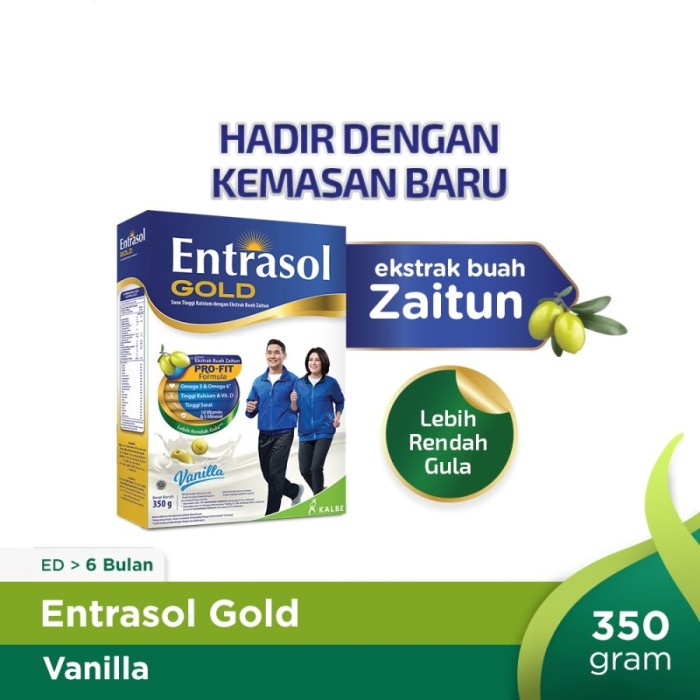 

[ COD ] ENTRASOL GOLD SUSU TINGGI KALSIUM 350 GR RASA ORIGINAL-VANILLA-COKLAT - Coklat