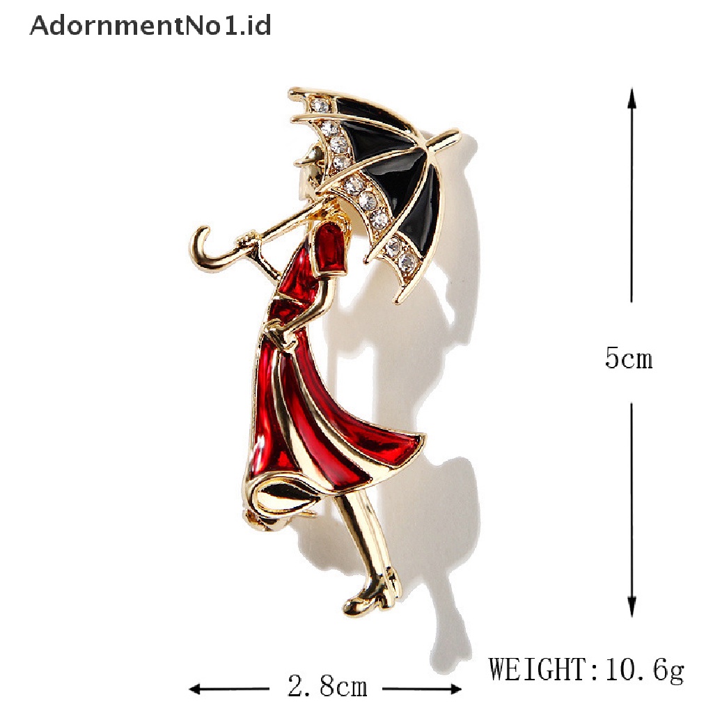 [AdornmentNo1] Bros Lady Retro Elegan Akrilik Untuk Wanita Desainer Mengambil Payung Beauty Figure Brooch Pin Hadiah [ID]