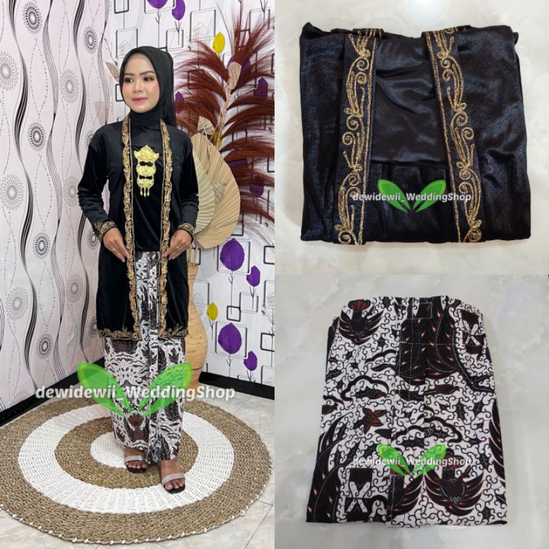 [1set] Kebaya + Jarik Instan || Model Padma || Body Panjang Bordir - Motif Semen Baru