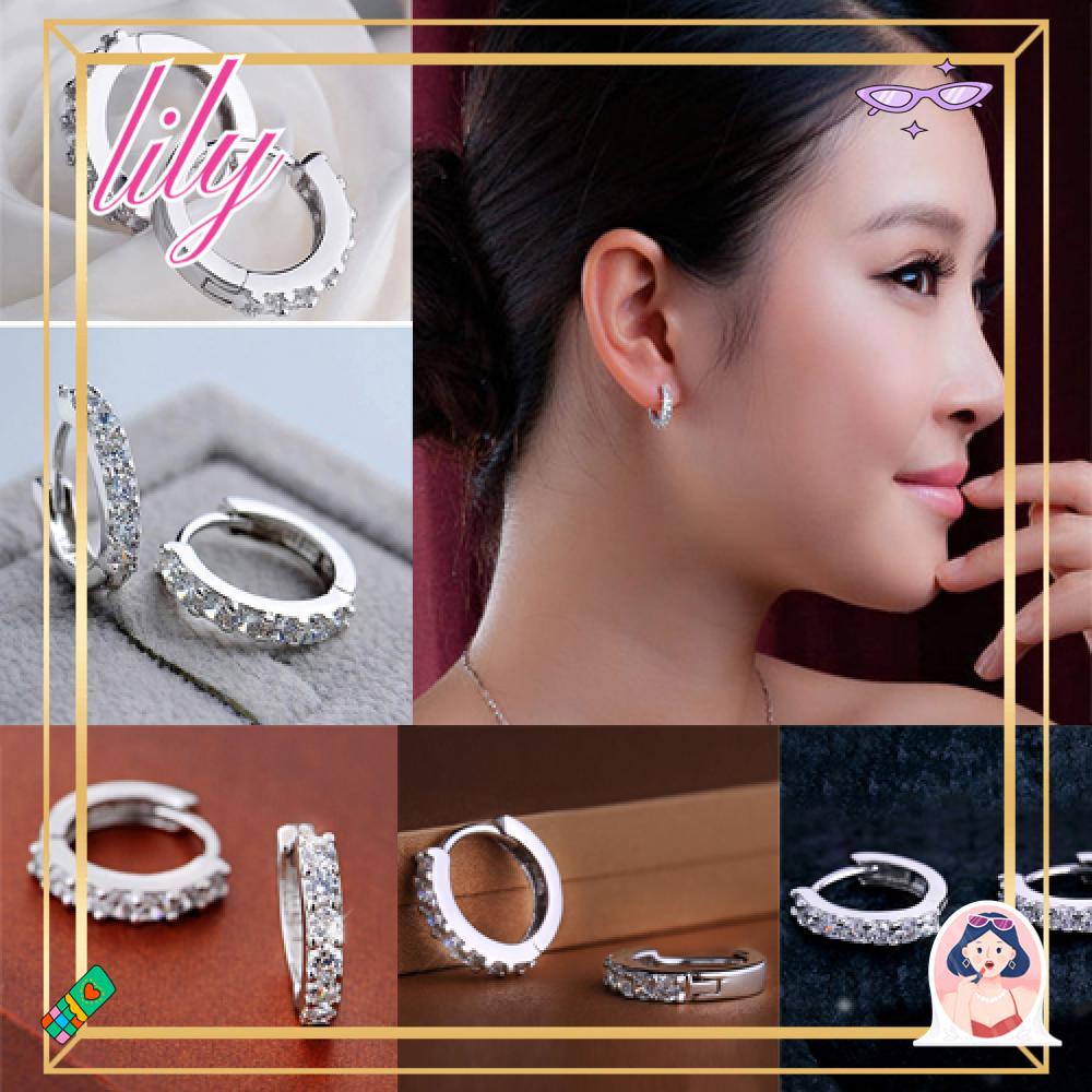 Lily Anting Hoop Wanita Fashion Perhiasan Pernikahan Berlian Imitasi Kristal