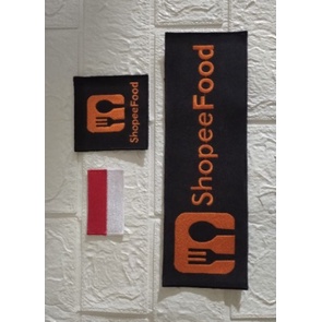 Emblem ShopeeFood Paket Lengkap Banget Dasar Hitam Logo Shopee Bordir Komputer