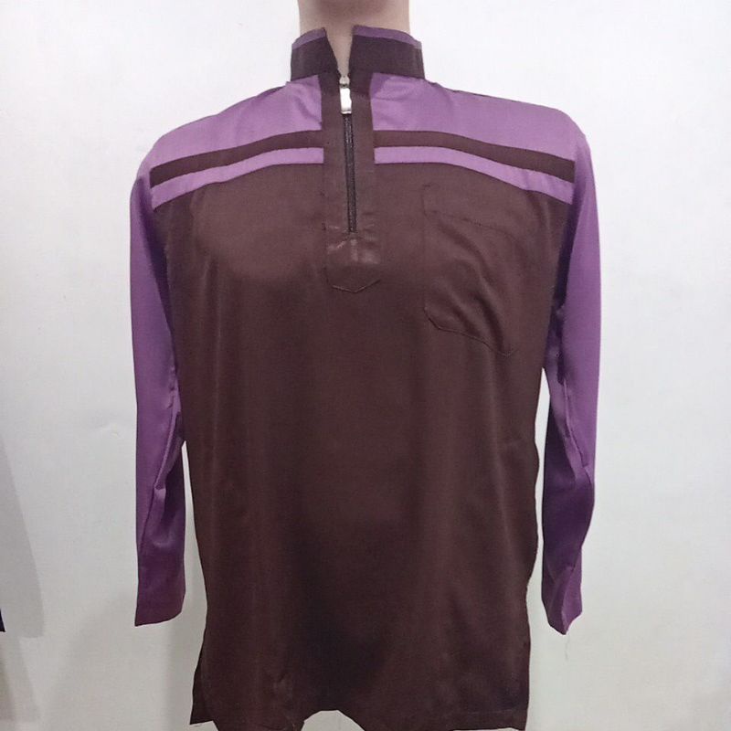 Baju Koko Lengan Panjang Ungu Coklat Minimalis Asli Sunan Ampel