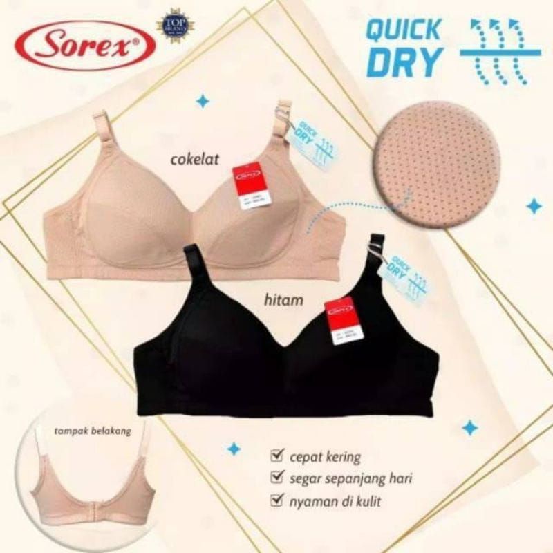 SOREX Bra Quick Dry 02002 Busa Tipis Tanpa Kawat Original