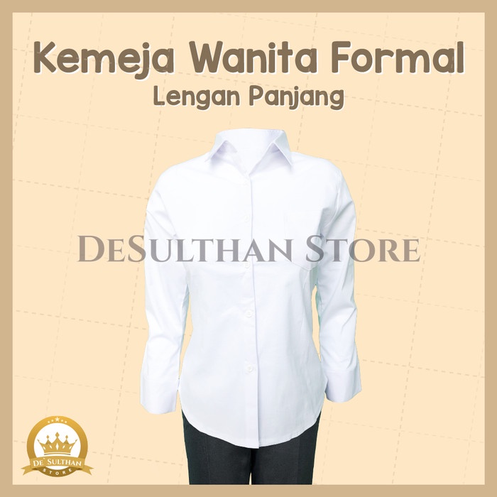 Kemeja Wanita  Kemeja Formal Wanita Lengan Panjang warna Putih dan Hitam ukuran L 3L Putih L bahan a