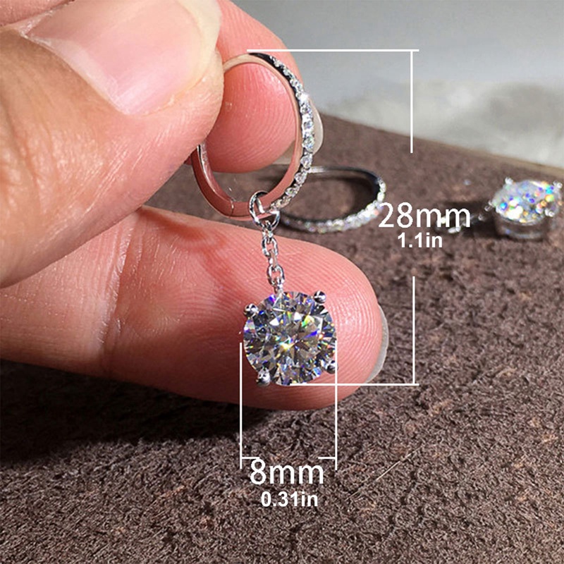 Anting Menjuntai Wanita Bergaya Sederhana Dengan Rantai Cubic Zirconia Bulat Terkait Halus Pengantin Pernikahan Perhiasan Trendi