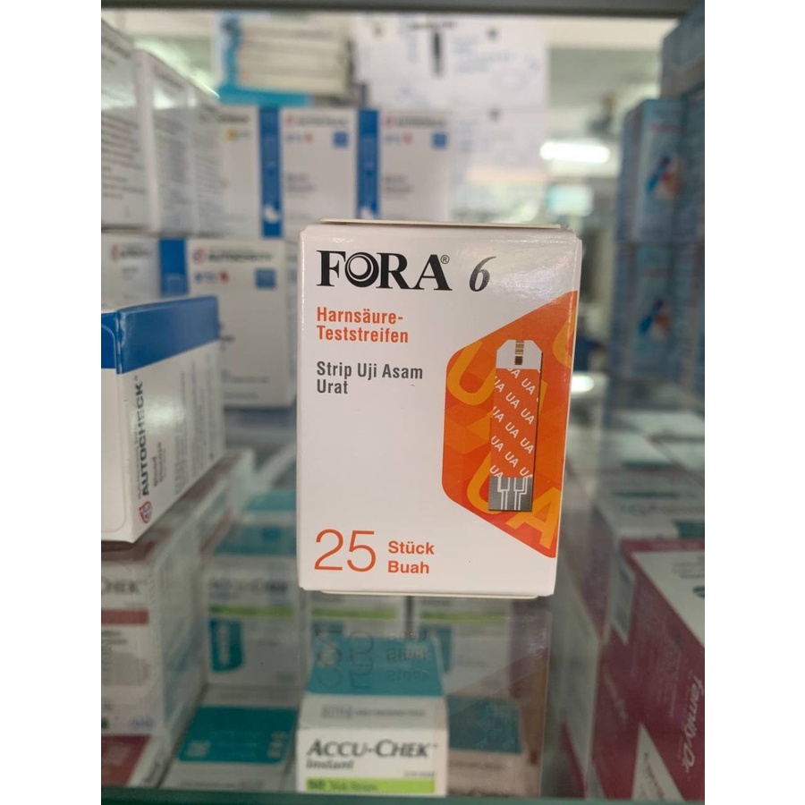 Fora 6 Plus Strip Asam Urat / Urid Acid Test Strip Fora isi 25's