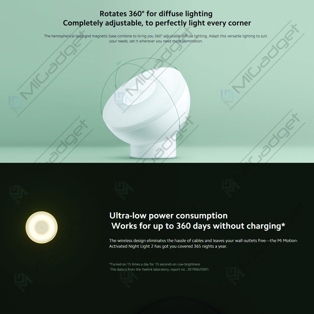 Mi Motion-Activated Night Light 2 Lampu Dinding Tempel Kamar Tidur Unik Mini Sensor Gerak