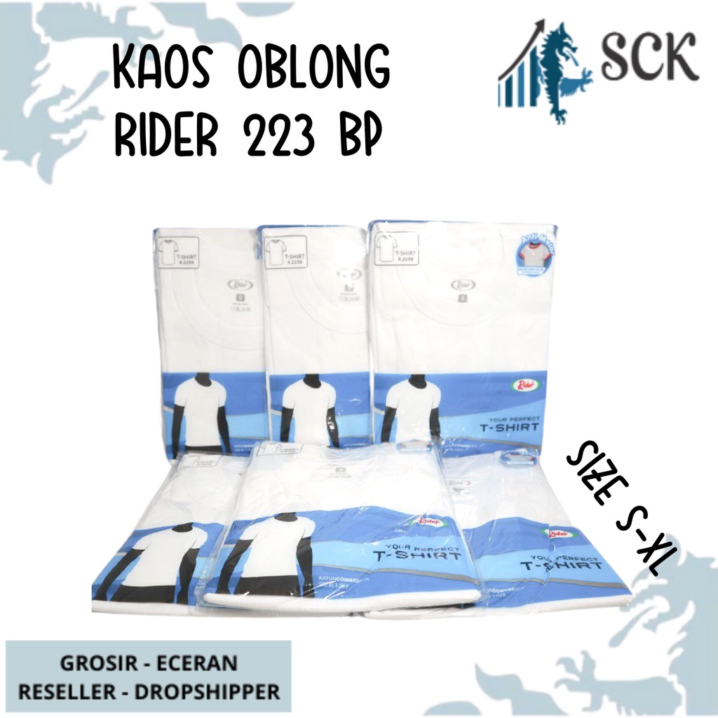 Kaos Blong RIDER 223 PUTIH BP Polos / T-Shirt Pria PUTIH POLOS HALUS / Oblong R223BP - sckmenwear GROSIR