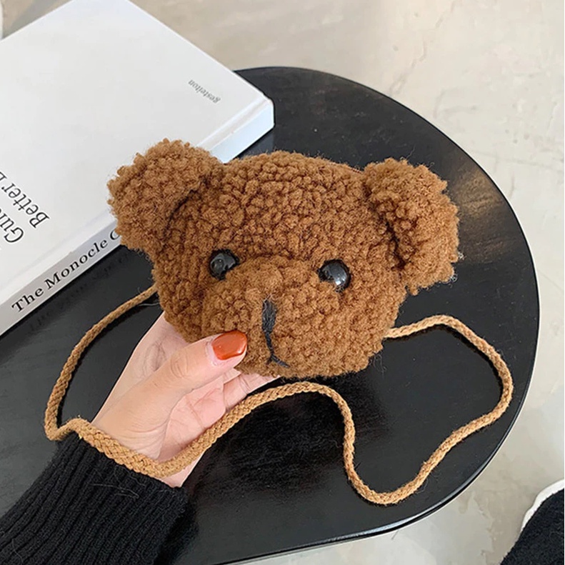 Tas Bahu Boneka Beruang Lucu untuk Anak-anak Tas Kurir Kartun Dompet Mewah Kawaii Ransel Boneka Hewan Anak Perempuan Kecil