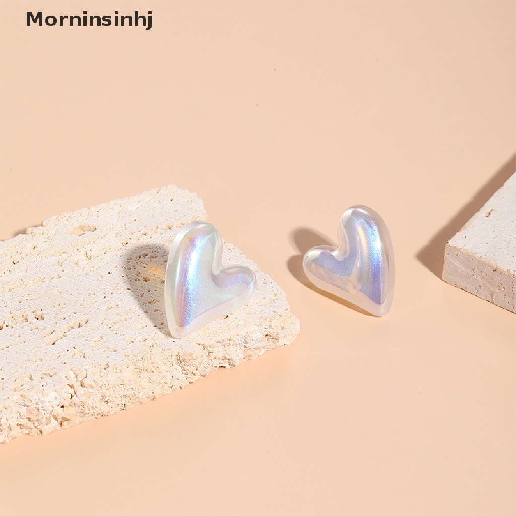 Mornin 1pasang Baru Lucu Studs Hoop Earrings Temperamen Cinta Hati Warna-Warni Anting Mutiara Halus Lembut Anting Cinta Kecil Pernikahan Perhiasan Fashion id