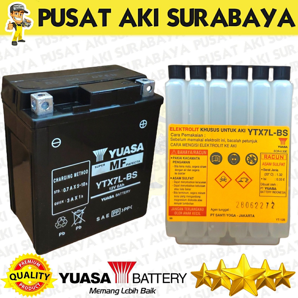 PROMO AKI YUASA YTX7L - BS ACCU 12 VOLT 6 AMPER SEPEDA MOTOR LX 150 LIBERTY DTRACKER 250 W 175 MBTX7U