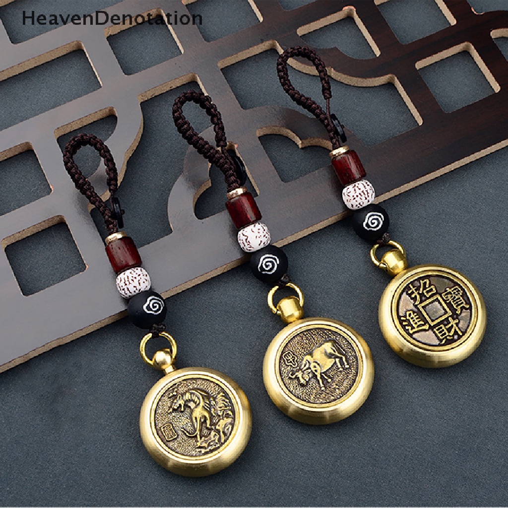 [HeavenDenotation] Vintage Tembaga Good Luck Tali Fengshui Gantungan Kunci Kelinci Tahun Gantungan Kunci Imlek 12sign Zodiak Gantungan Kunci Mobil Liontin Tali Hiasan Hadiah HDV