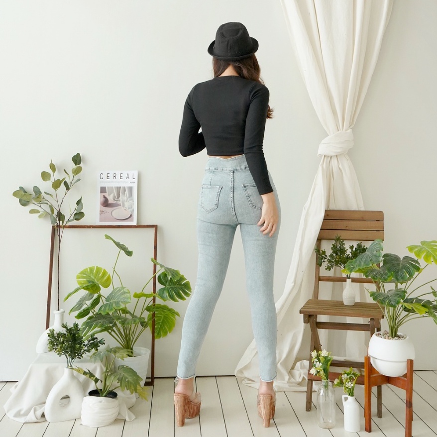 CAVALU Korean Knit Longsleeve Crop Top Lengan Panjang Rajut Kaos 175