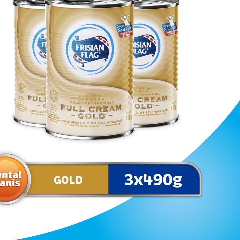 

► Frisian Flag Susu Kental Manis Gold Kaleng 490gr - 3 Pcs ➶