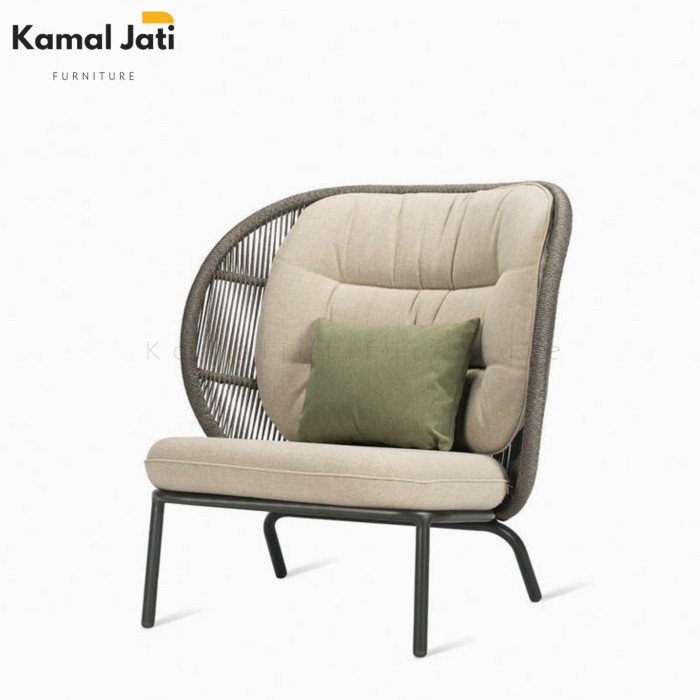 kursi santai sofa anyaman tali rope, kursi teras, kursi taman rotan