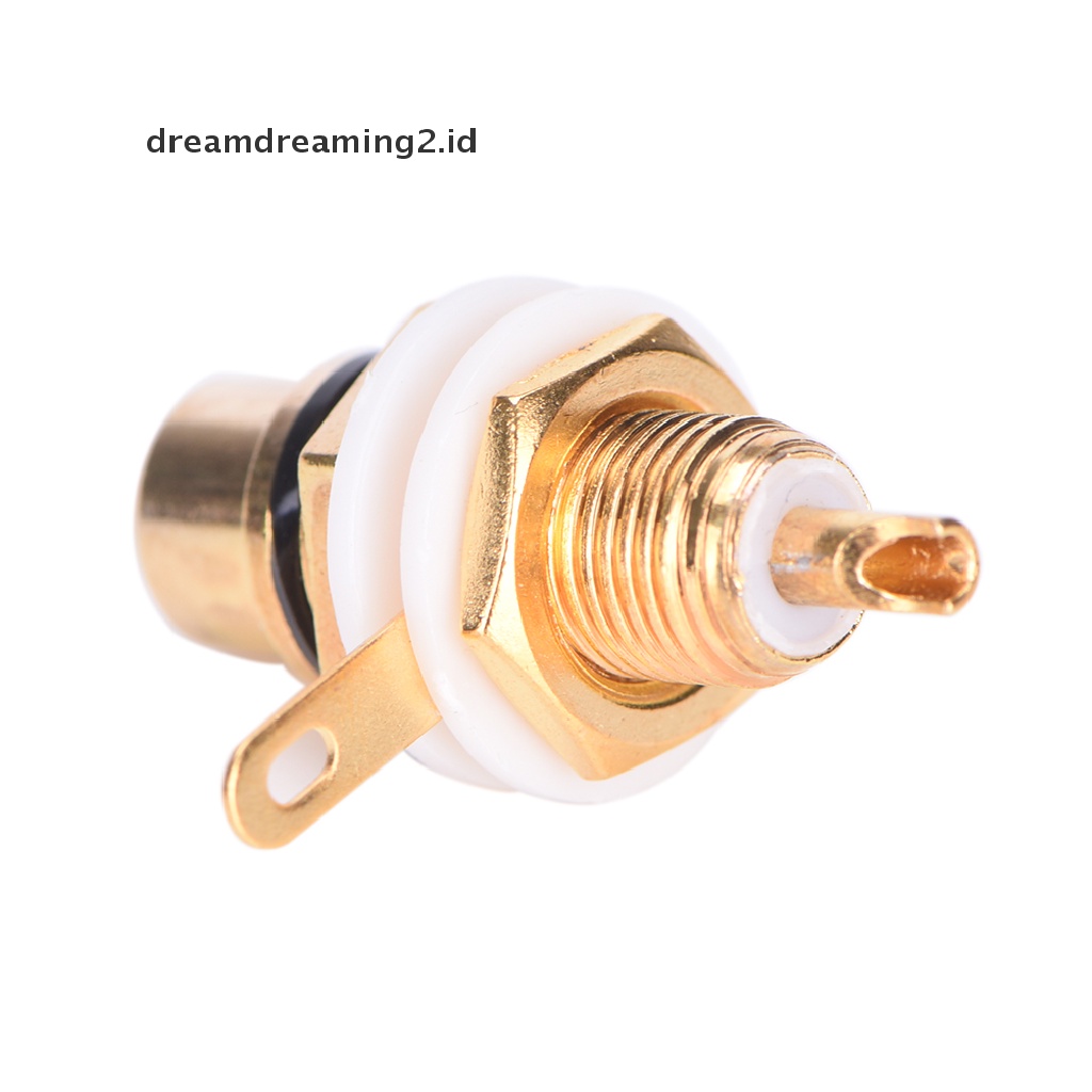 (dream) 10pcs RCA Female Chassis Panel Mount Jack Socket Konektor Lapis Emas 24K Hot sale.