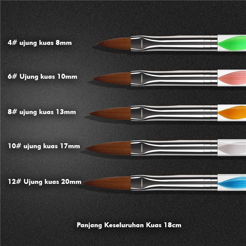 [ COD ] KUAS AKRILIK ISI 5PCS/ACRYLIC NAIL BRUSH/KUAS NAIL ART BAHAN ACRYLIC/UNTUK MENGGAMBAR BUNGA