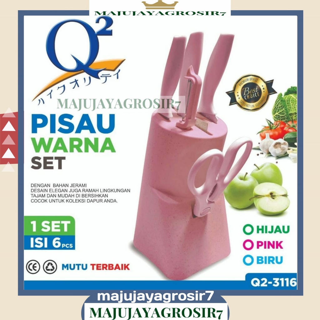 PISAU SET Q2-3116 / PISAU WARNA SET ISI 6PCS Q2-3116 / PISAU SET 5 IN1 / KNIFE SET 6IN1 DENGAN WADAH
