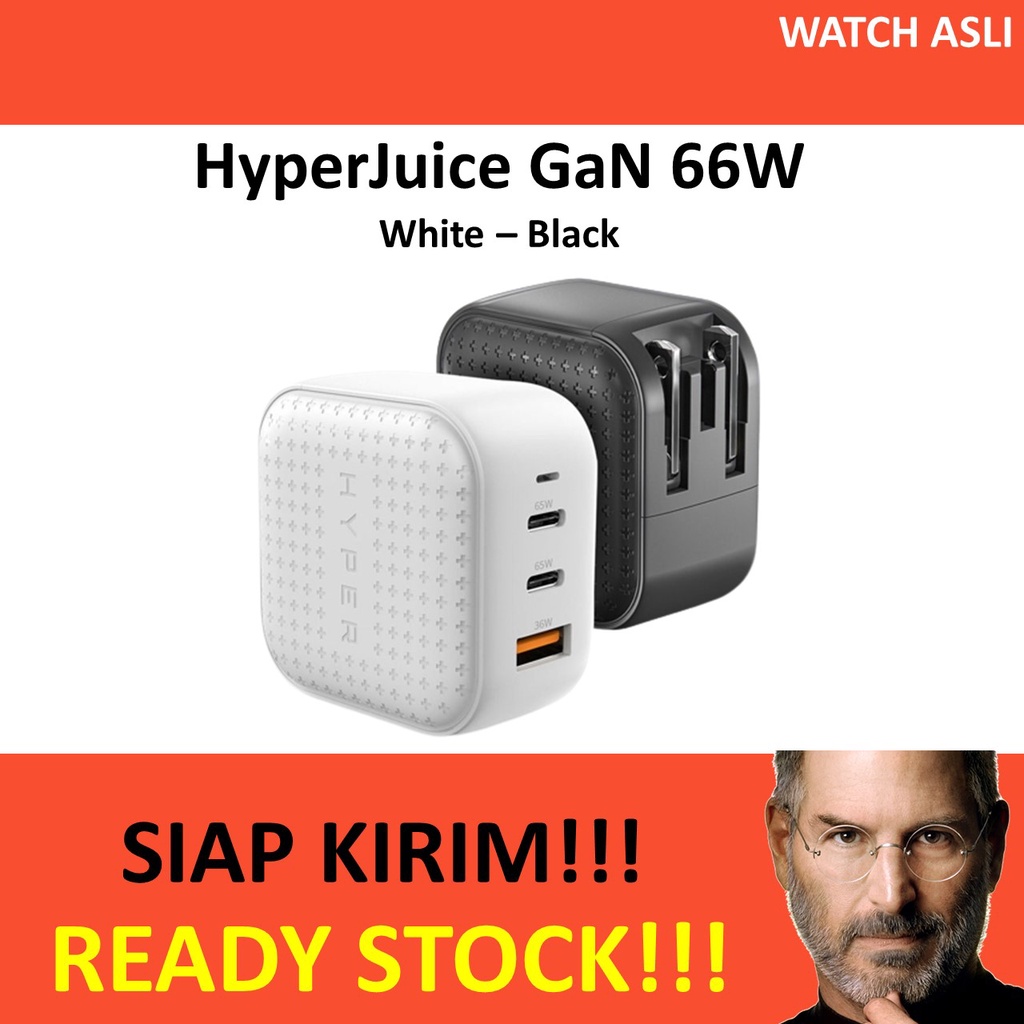 HyperJuice GaN 66W USB-C Fast Charging 3.0 for iPhonee MacBook iPaddd Prooo