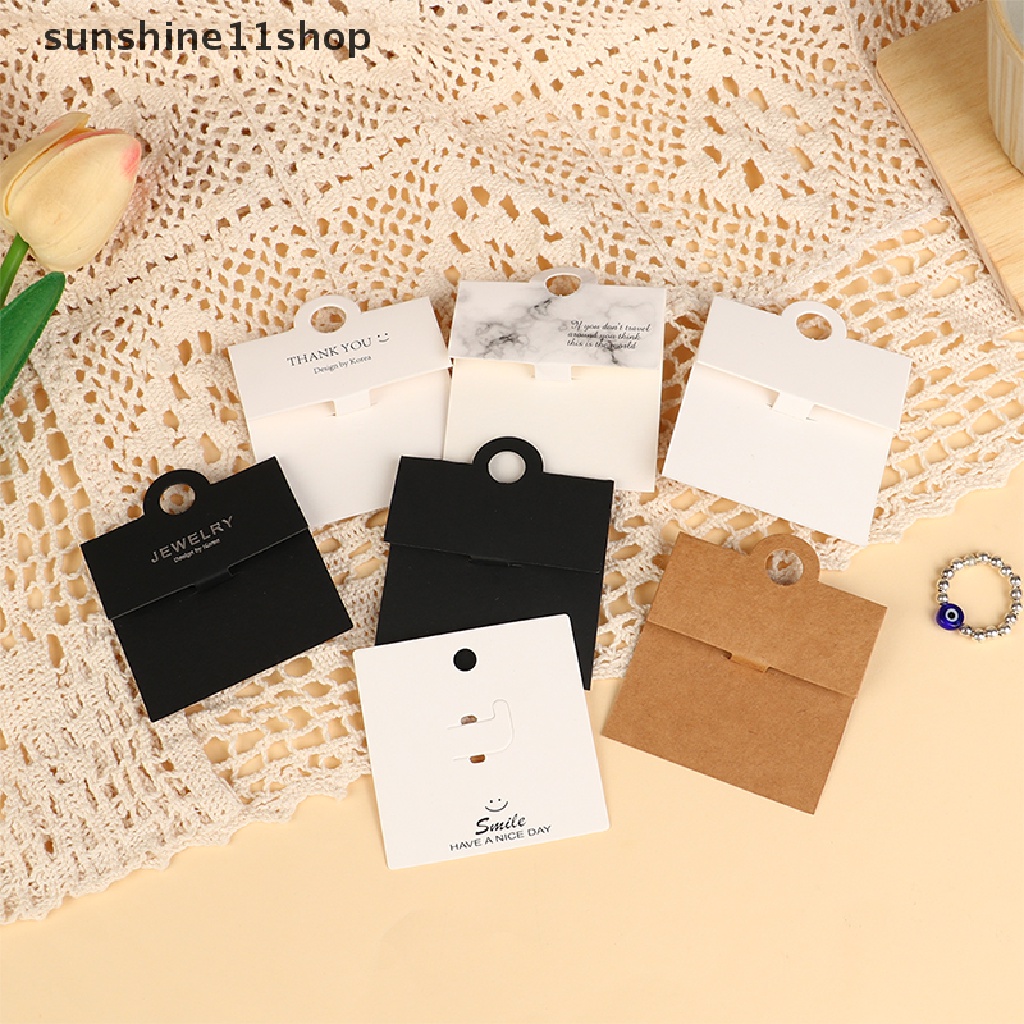 Sho 100 Pcs 6 * 6 cm Perhiasan Hang Tag Hitam Putih Coklat Kraft Kertas Kartu Label N