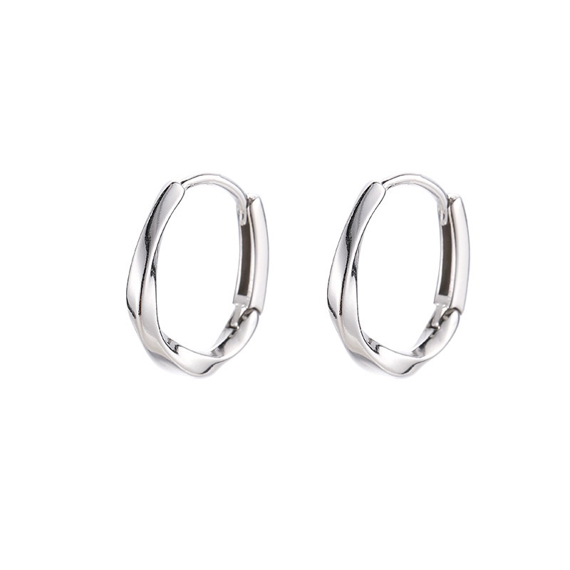 Anting Hoop Perak Fashion Untuk Wanita Pria Twist Earing Friend Aksesoris Fashion Perhiasan