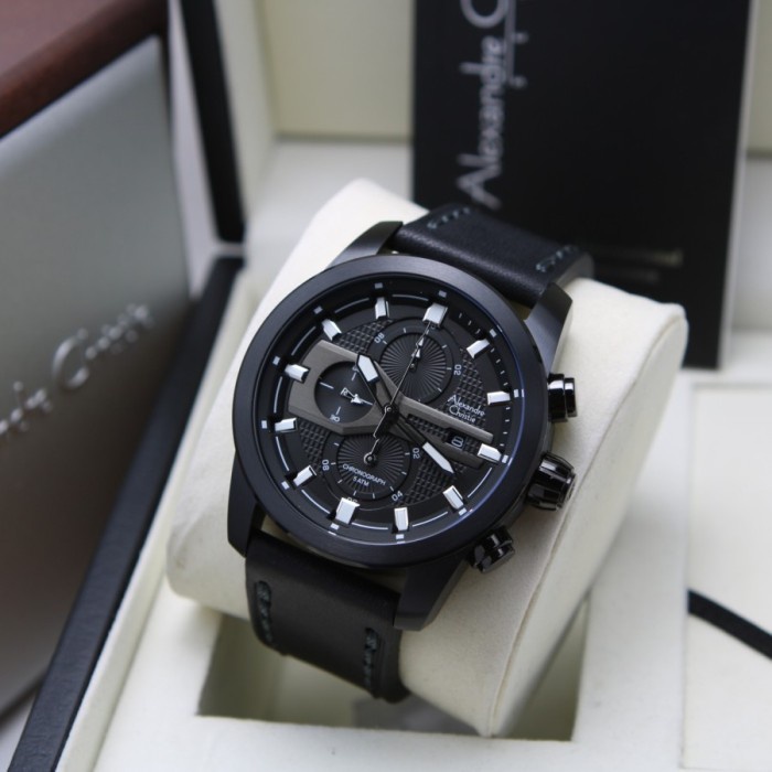 ALEXANDRE CHRISTIE 6562 MC ALL BLACK KULIT PRIA ORIGINAL GARANSI