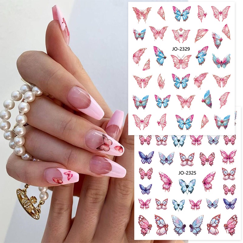 Stiker Nail Art 3D Garis Geometris Bunga