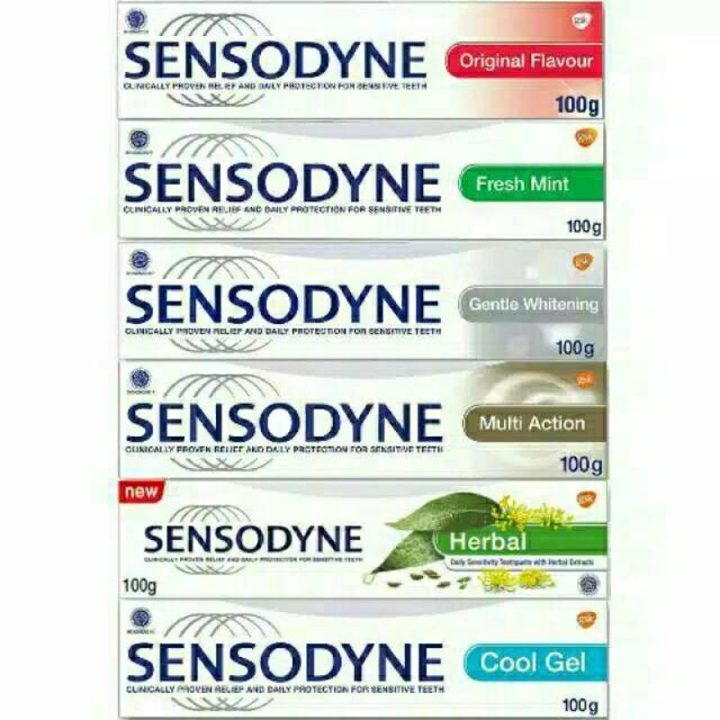 Sensodyne Fluouride Toothpaste 100 gr Original | Fresh Mint | Cool Gel | Herbal |Multi Action| Deep Clean Pasta gigi /Odol