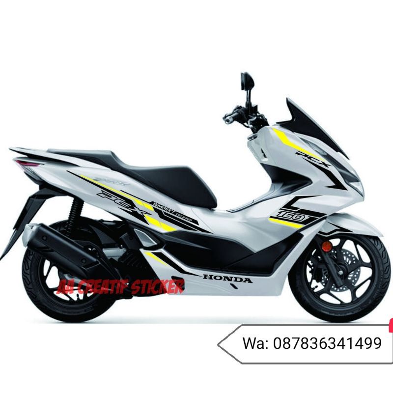 (PREMIUM) Sticker Pcx 160 Cutting Sticker Honda Pcx 160 body putih sticker Hitam -  kuning