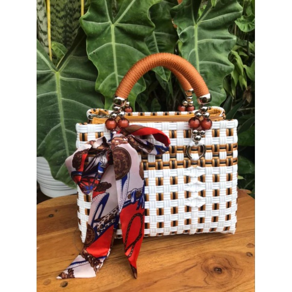 Tas Anyaman Plastik Tas Anyaman Resleting Furing Handle Mutiara Talikur S Patty