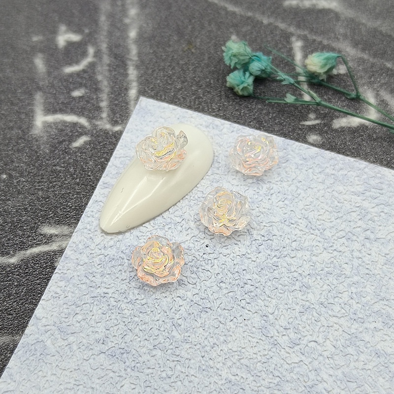 50pcs/pack Aurora 3D Resin Camelia Bunga Nail Art Dekorasi Warna-Warni DIY Relief Perhiasan Manicure Aksesoris