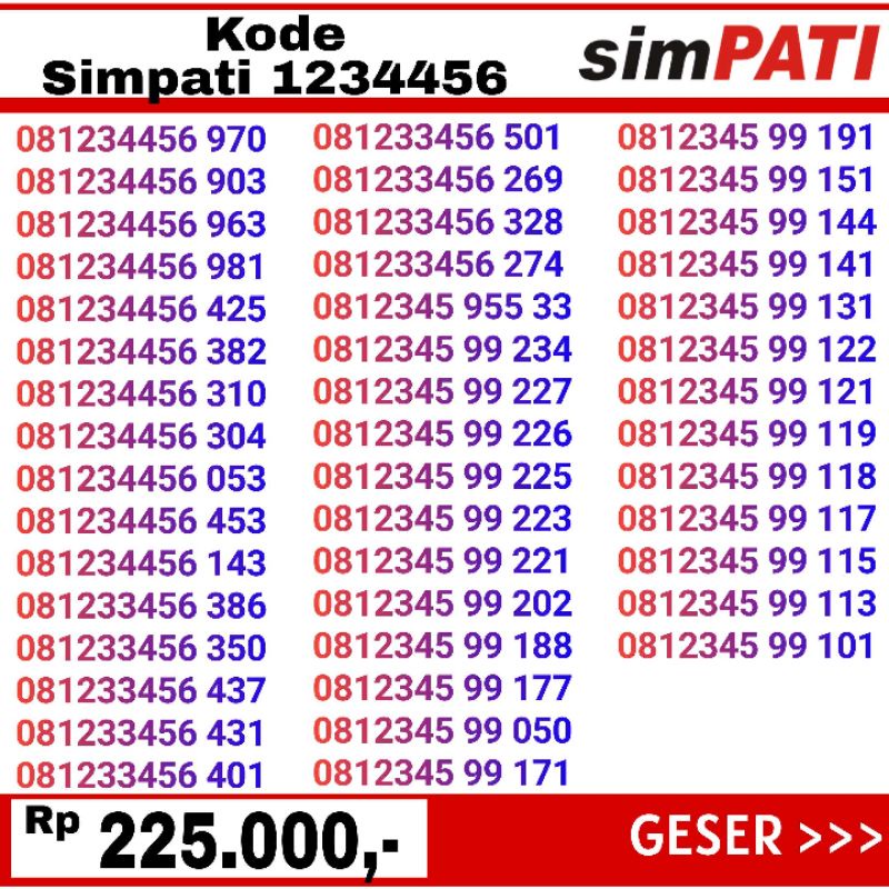 simpati telkomsel 123456 awalan 081 murah