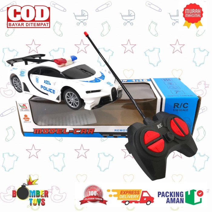 MAINAN ANAK MOBIL POLISI RC 1 :18 R/C MOBIL POLISI  JEEP SEDAN REMOTE RC REMOT 4 WAY