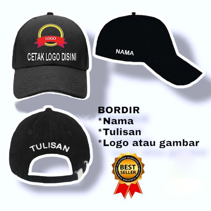 GRATIS BORDIR LOGO TULISAN GAMBAR TOPI BASEBALL CUSTOM DEWASA TOPI PROMOSI