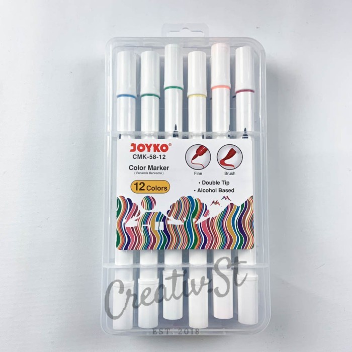 

BISA COD Joyko Color Marker Spidol Berwarna Joyko CMK-58-12 Dual Tip 12 Warna A