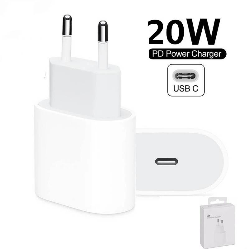 IPHONE Usb Tipe C 20W Adaptor Charger Cepat Untuk Iphone13 12 11 Pro Max XR X XS Quick Charging EU US UK AU Plug Travel PD Charger Port