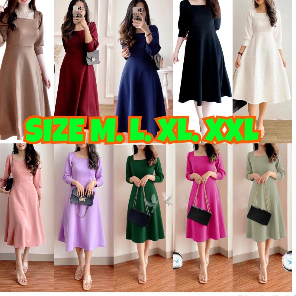 REKOMENDASI DRESS SCUBA IMPORT PREMIUM / DRES VINTAGE POLOS/ Dress viral / Dress kondangan wedding D