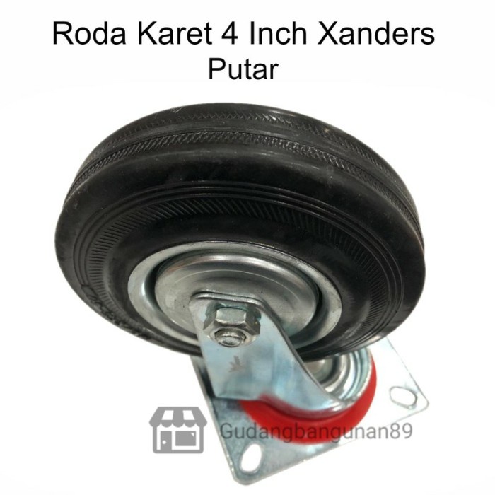 Roda Troli Etalase Karet Hitam Xanders 4&quot; in Mati Hidup Putar Rem PCS